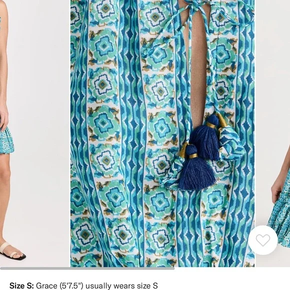 Poupette St. Barth Turquoise Patterned Ruffle Mini Dress - Picture 4 of 9